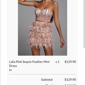 Bella Barnett Pink Feather Sequin Mini Dress. Medium size.